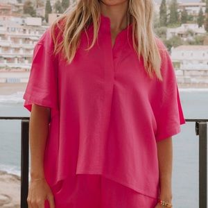 DAILY DRILLS SHORT SLEEVE LINEN TOP